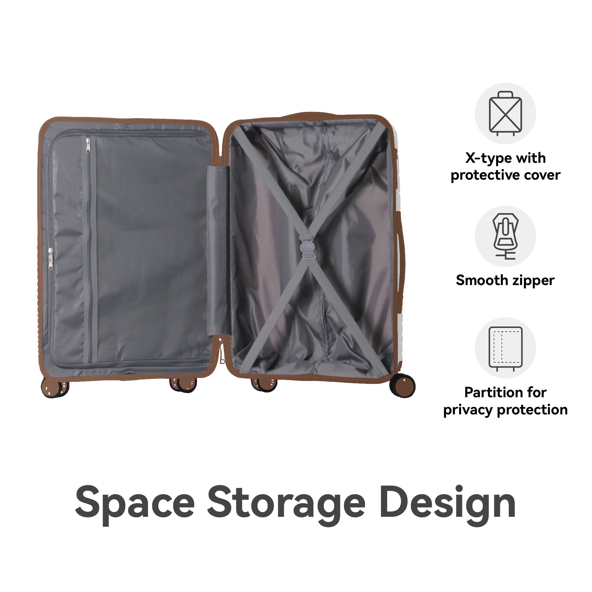 Luggage Set 3 Piece, PP Hardshell Carry On Suitcase With Spinner Wheels & TSA Lock, Lightweight Suitcases For Business, Trip, (20"/24"/28"), White_voghion.com